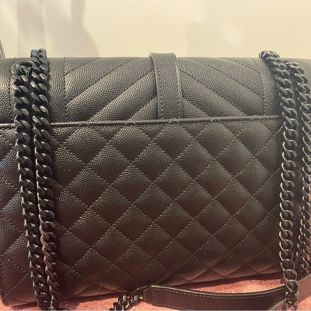 Saint Laurent Envelope Triquilt Medium YSL Quilted Black Shoulder Bag - Picture 3 of 10
